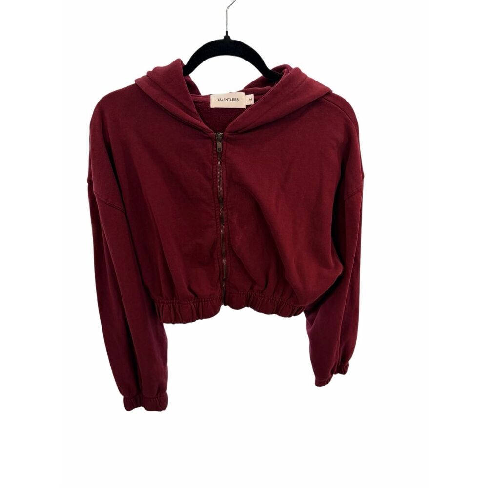 Talentless Women's Size Medium Purple Full Zip Cropped Top Sweatshirt Hoodie